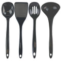 Calypso Basics BPA-Free Melamine Kitchen 4-Piece Food Grade Plastic Utensil Set with Spoon, Spatula, Ladle, Slotted Spoon by Reston Lloyd, Charcoal